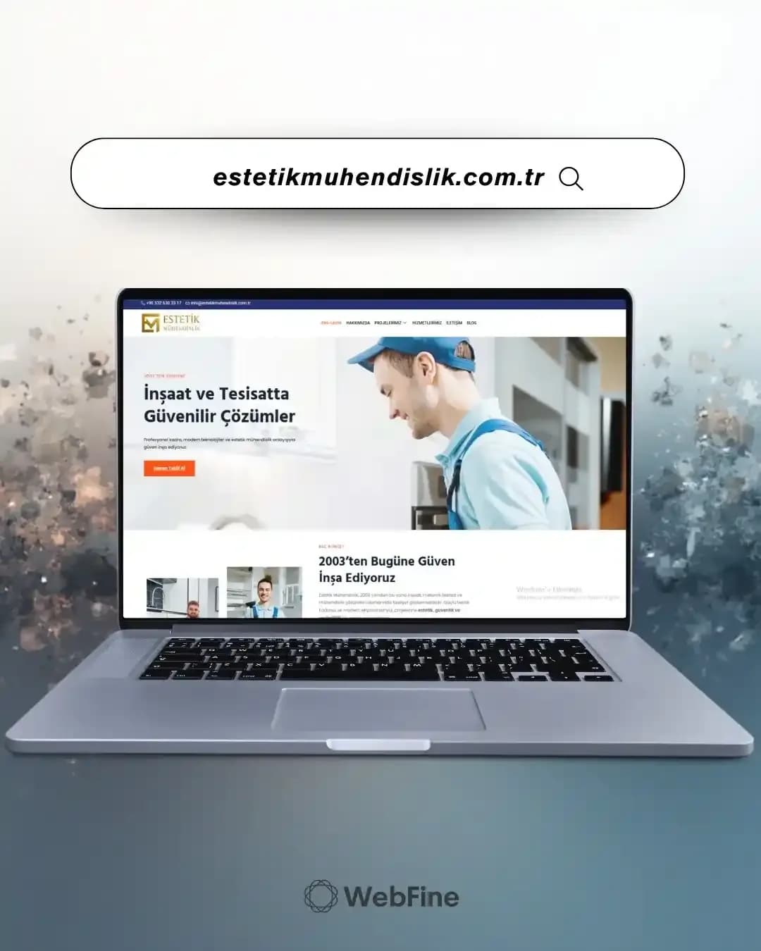 Estetik Mühendislik web sitesi ana sayfa görünümü